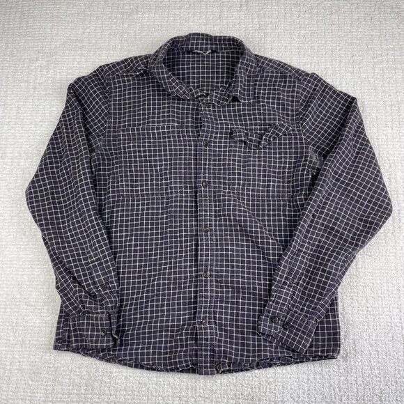 Outdoor Research Shirt Mens M Purple Check Ironhorse Long Sleeve Hemp READ** - Picture 1 of 16